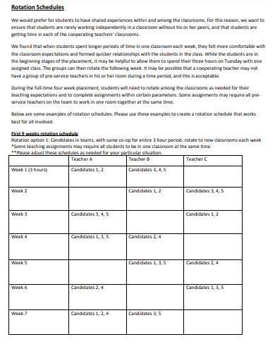 rotation calendar template