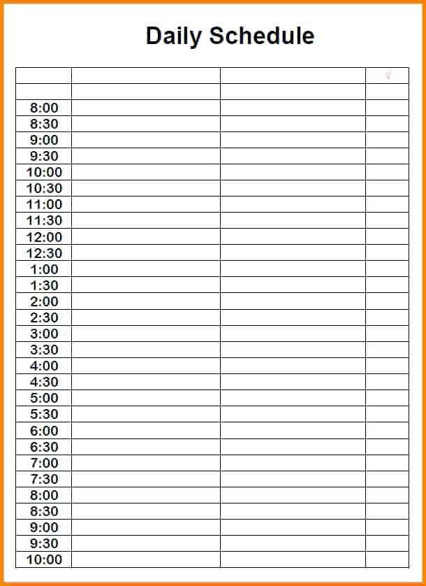 routine calendar template