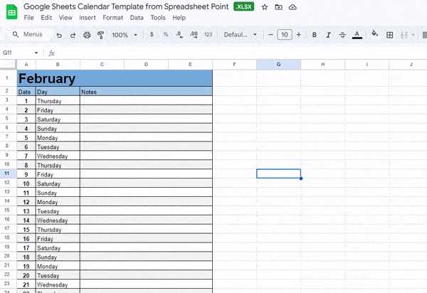 calendar spreadsheet template