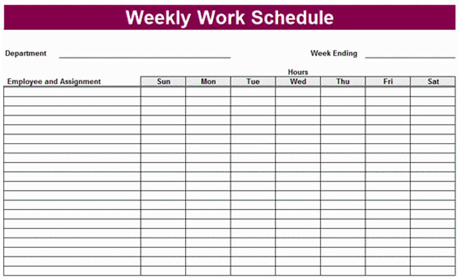 employee work schedule calendar template