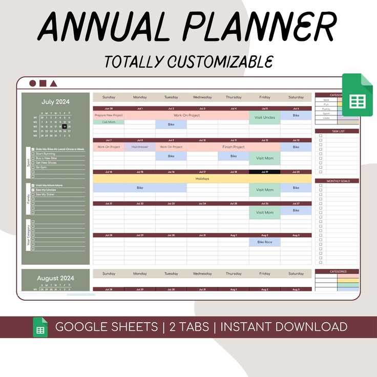 annual task calendar template