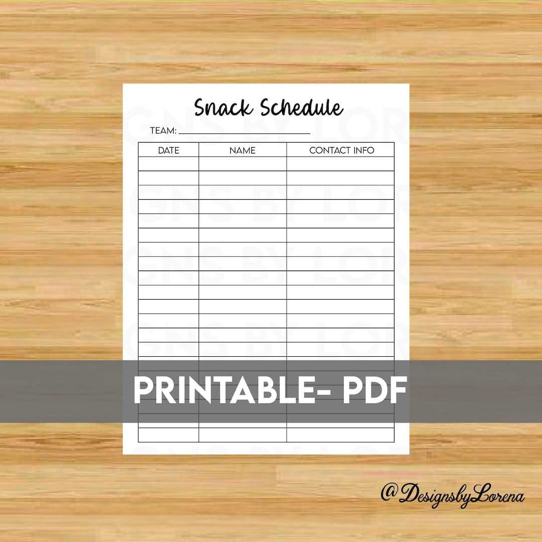 snack calendar template free