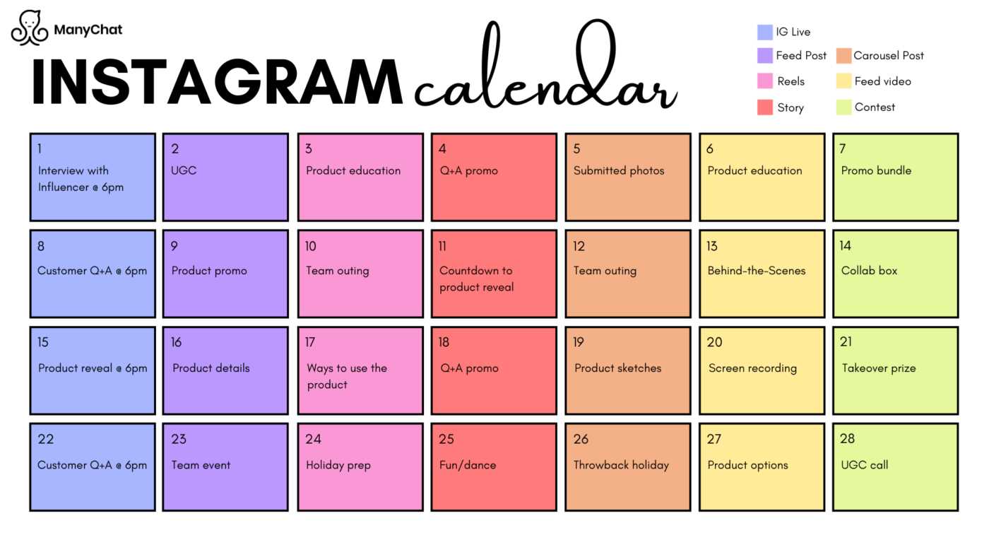 sample content calendar template