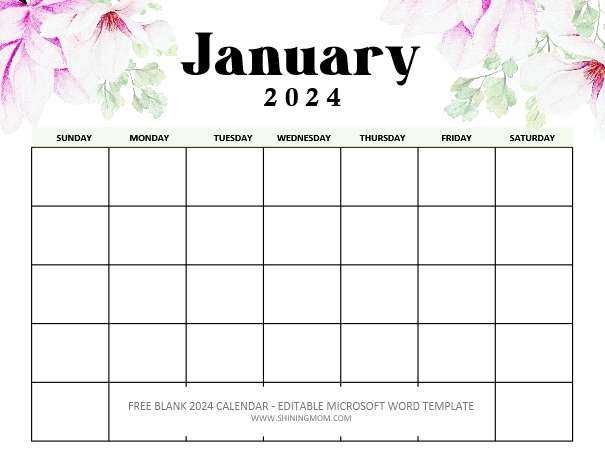 sample monthly calendar template