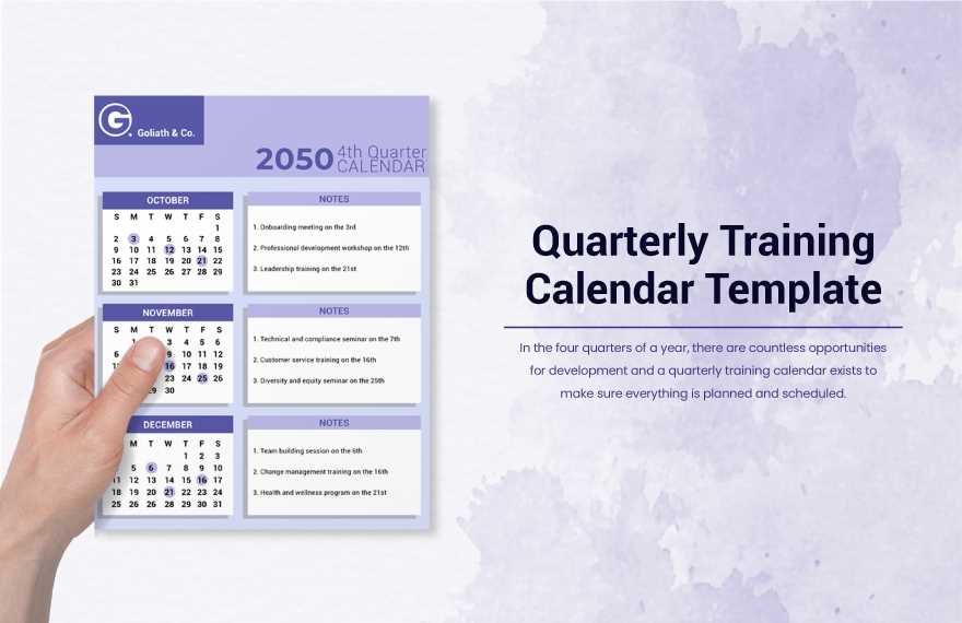 sample training calendar templates