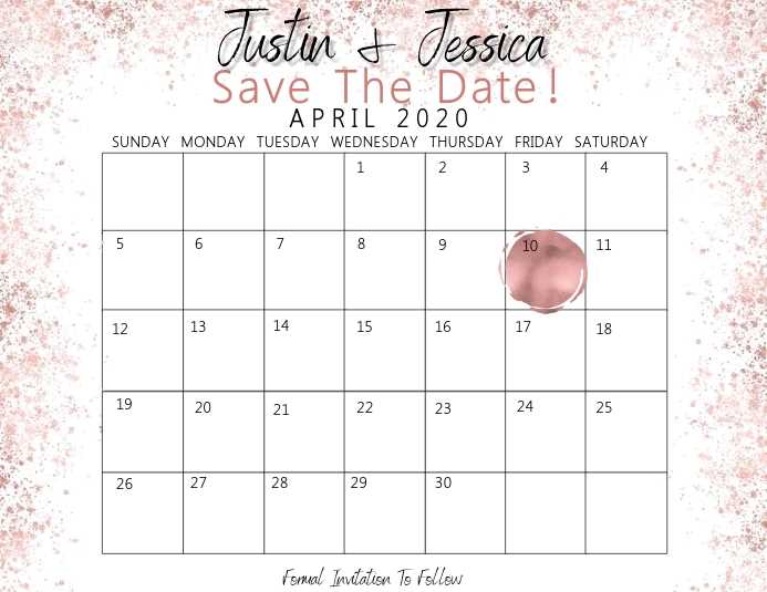 save the date calendar template