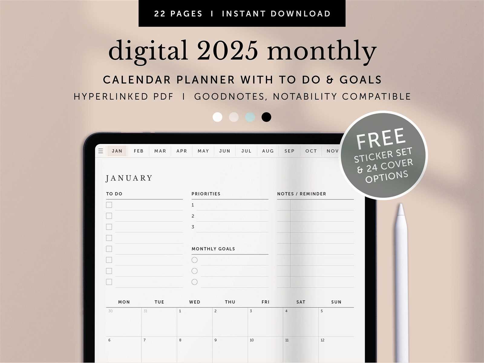 notability calendar template free 2025