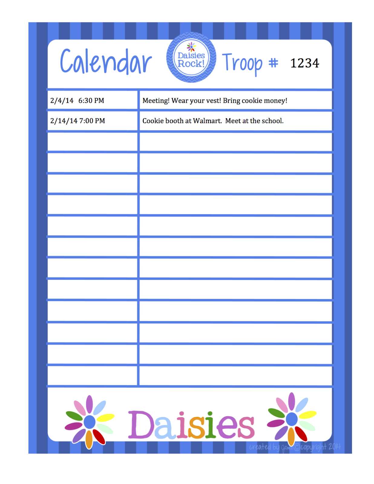 scout calendar template