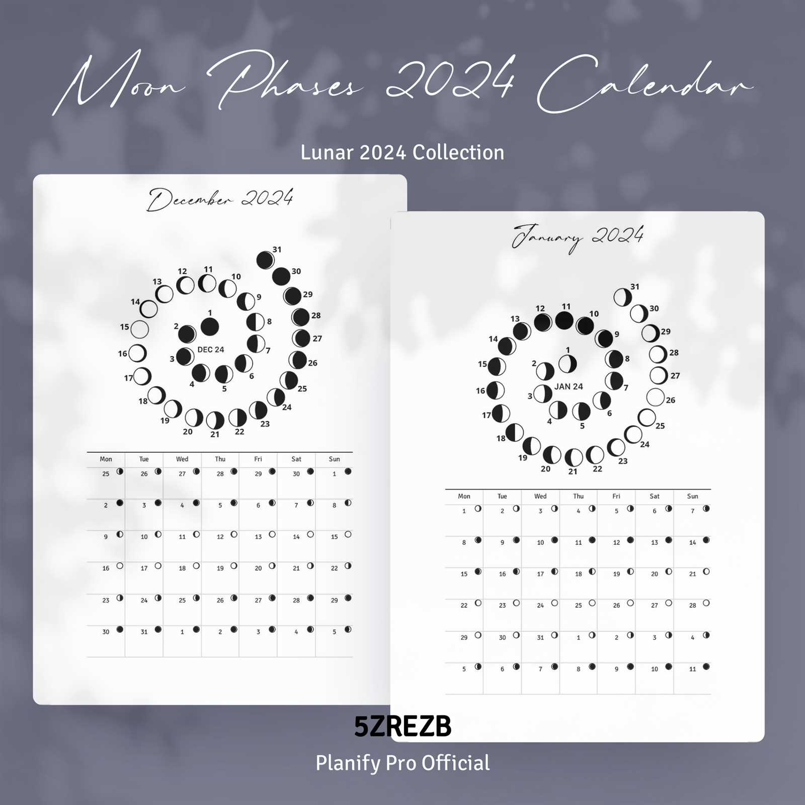 moon phase calendar template