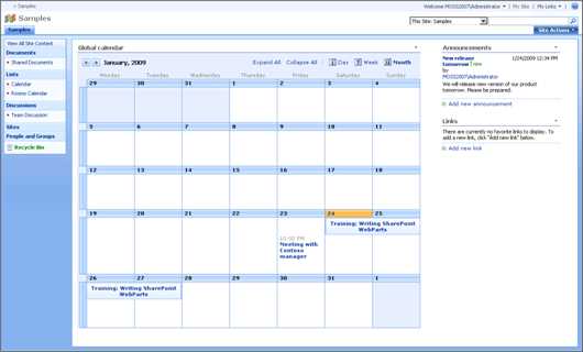 sharepoint calendar template