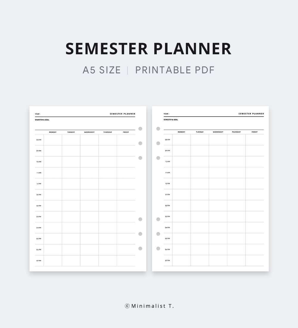 semester calendar template