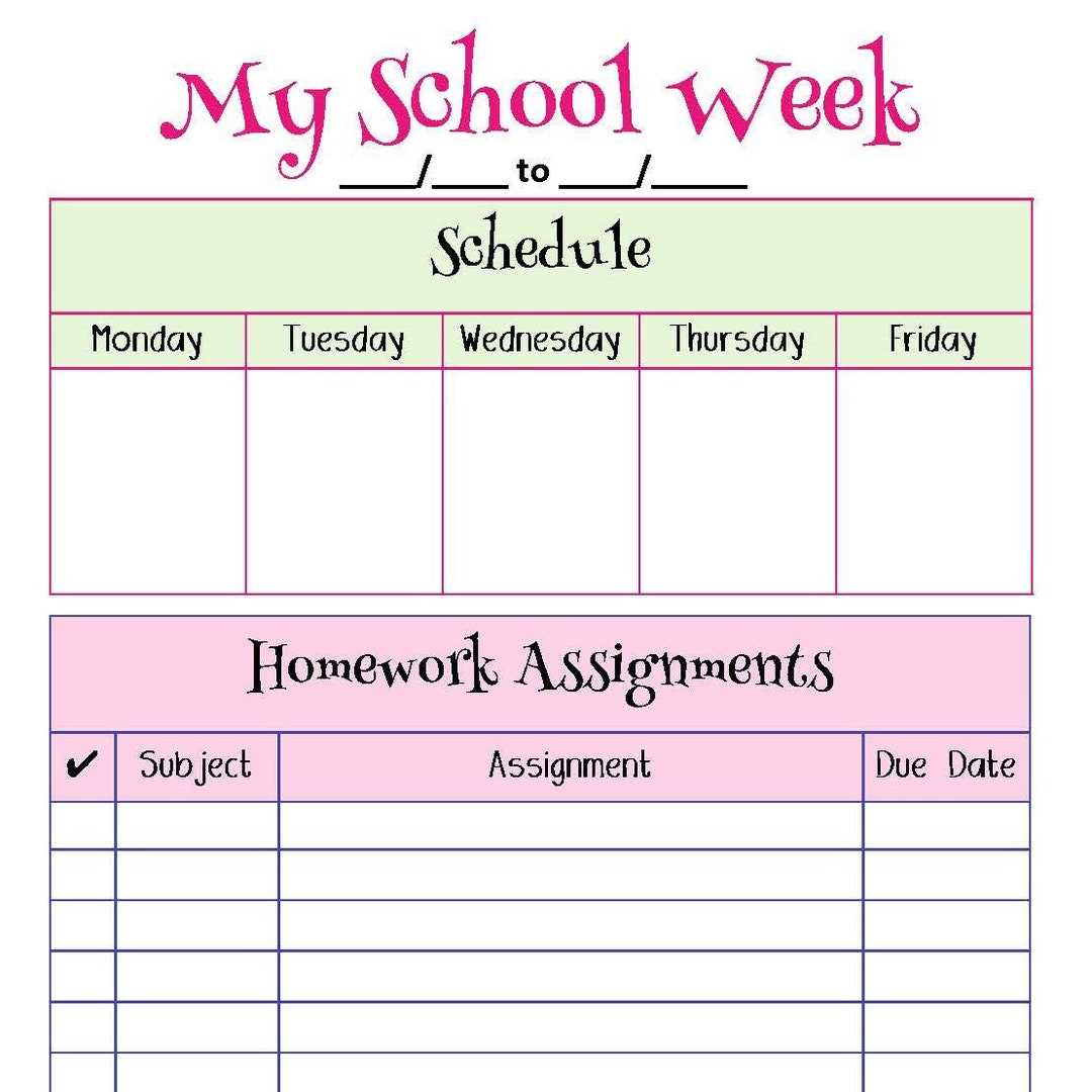 monthly homework calendar template