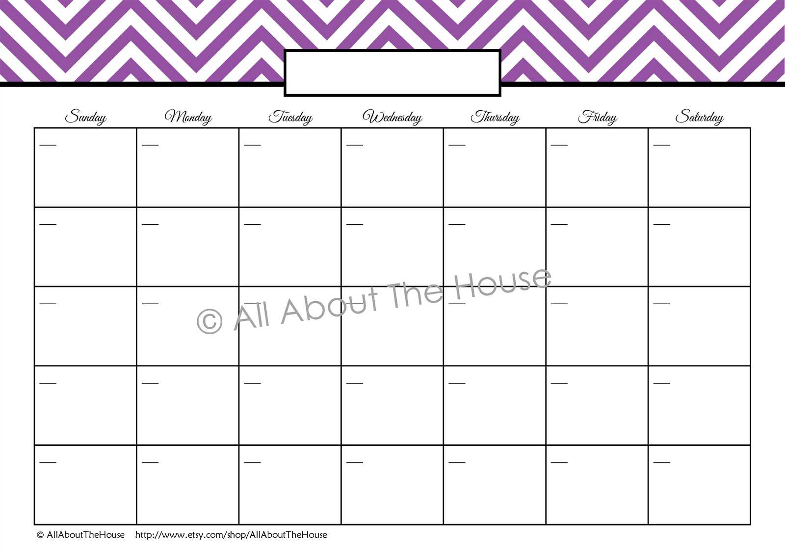 seven day calendar template