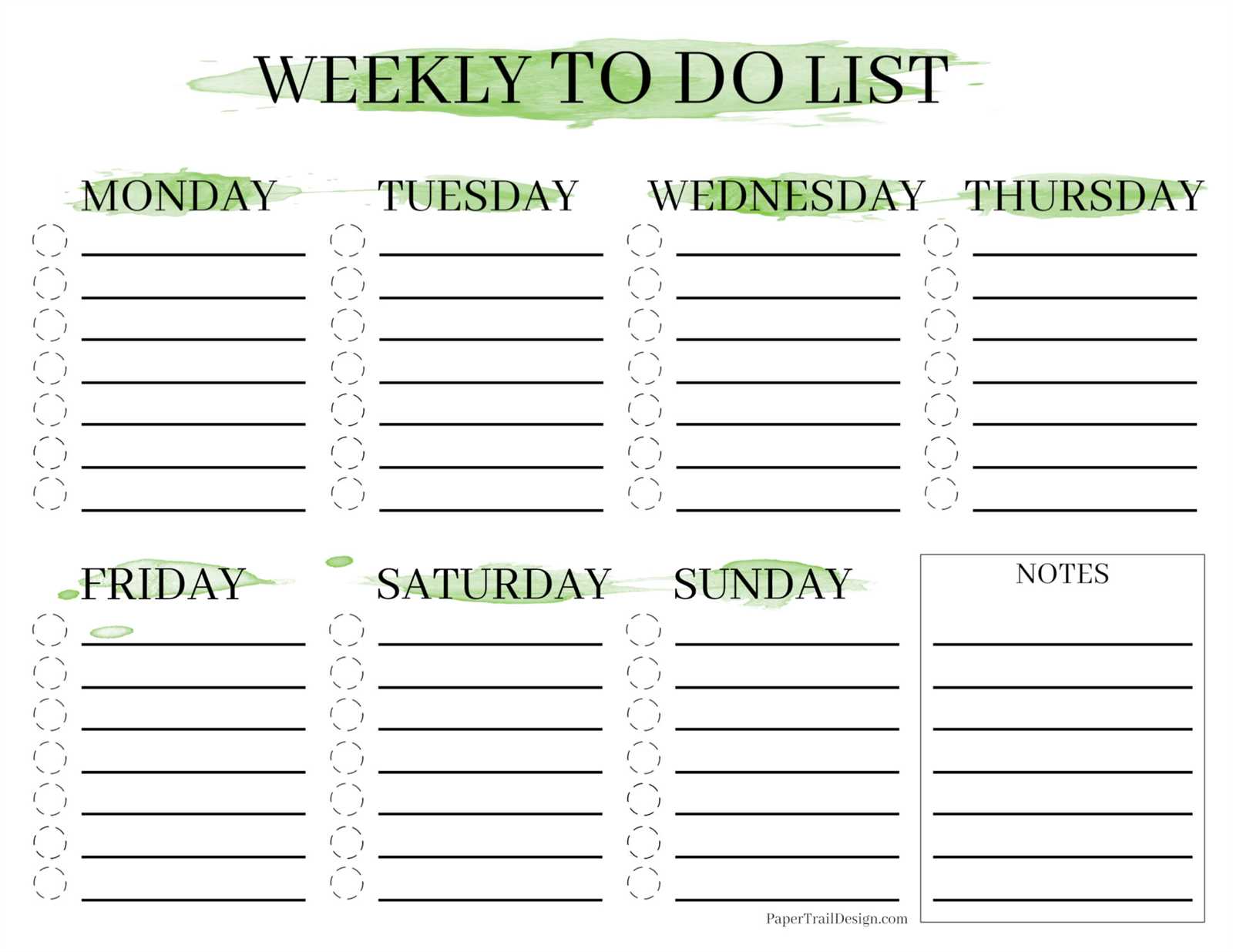 weekly to do calendar template