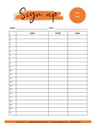 sign up sheet calendar template