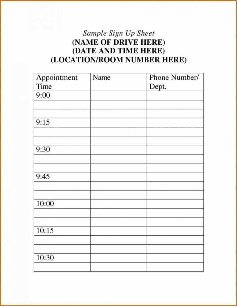 sign up sheet calendar template