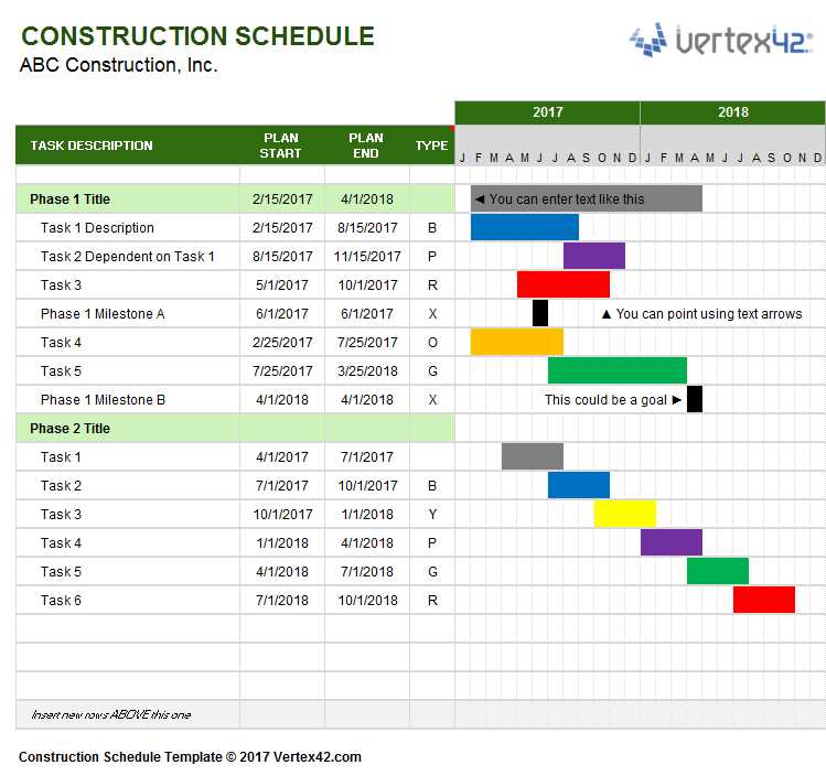 construction calendar template