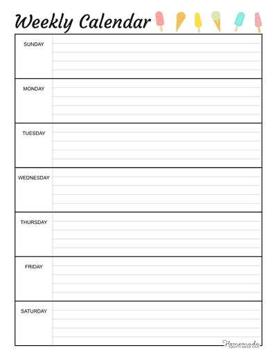 single week calendar template