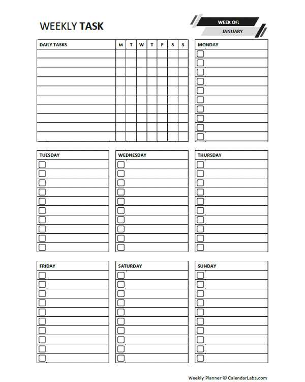 free task calendar template