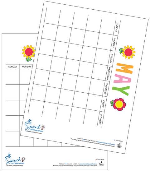 free printable preschool calendar template