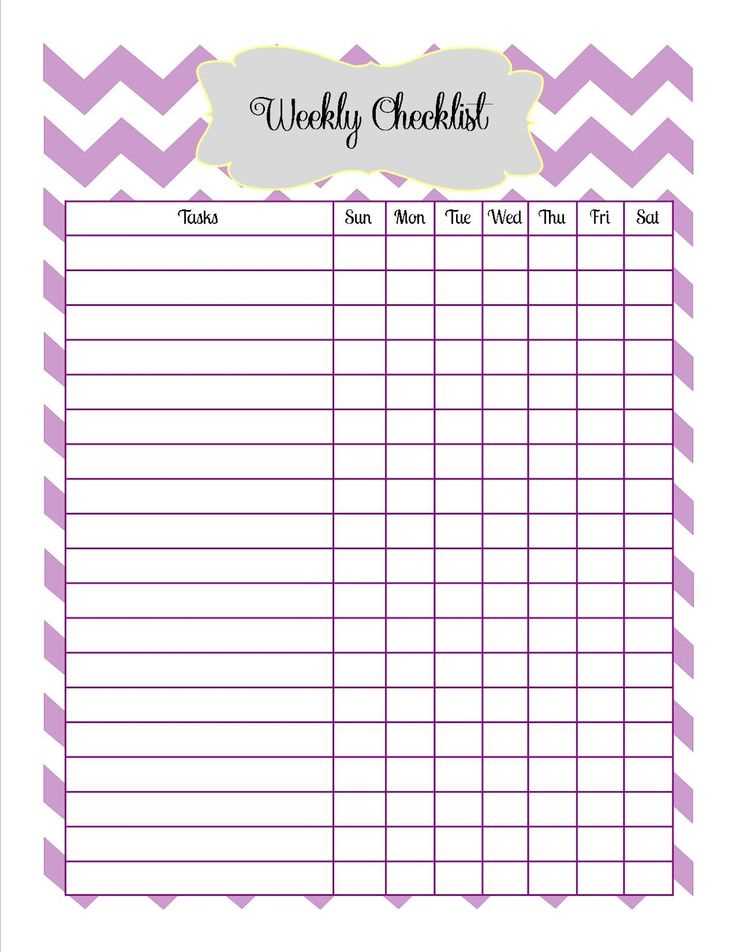 weekly calendar checklist template