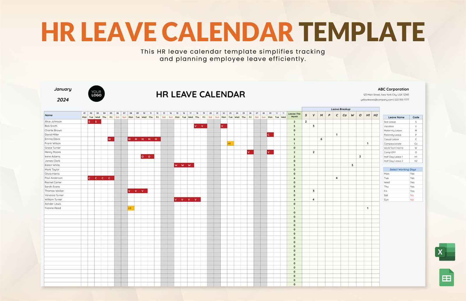 holiday leave calendar template