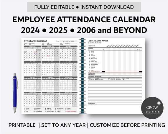 absence calendar template