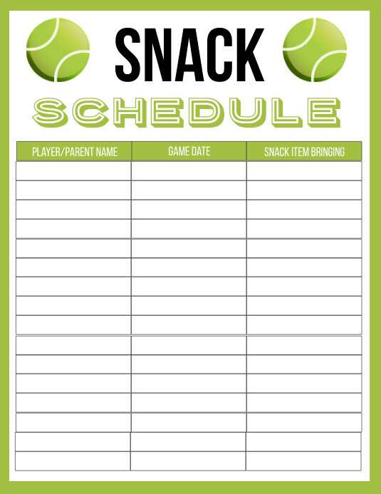 snack calendar template free