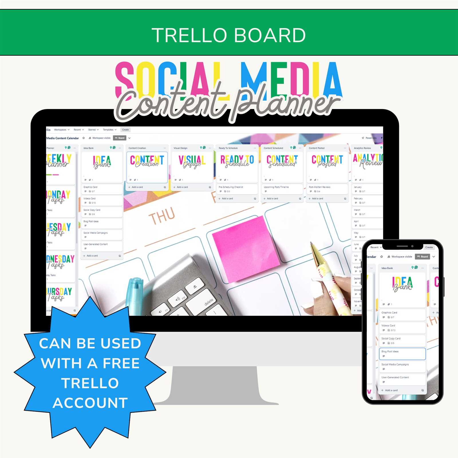 social media calendar template trello