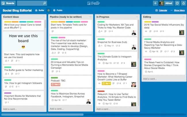 social media calendar template trello