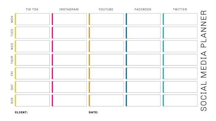 social media content calendar template printable