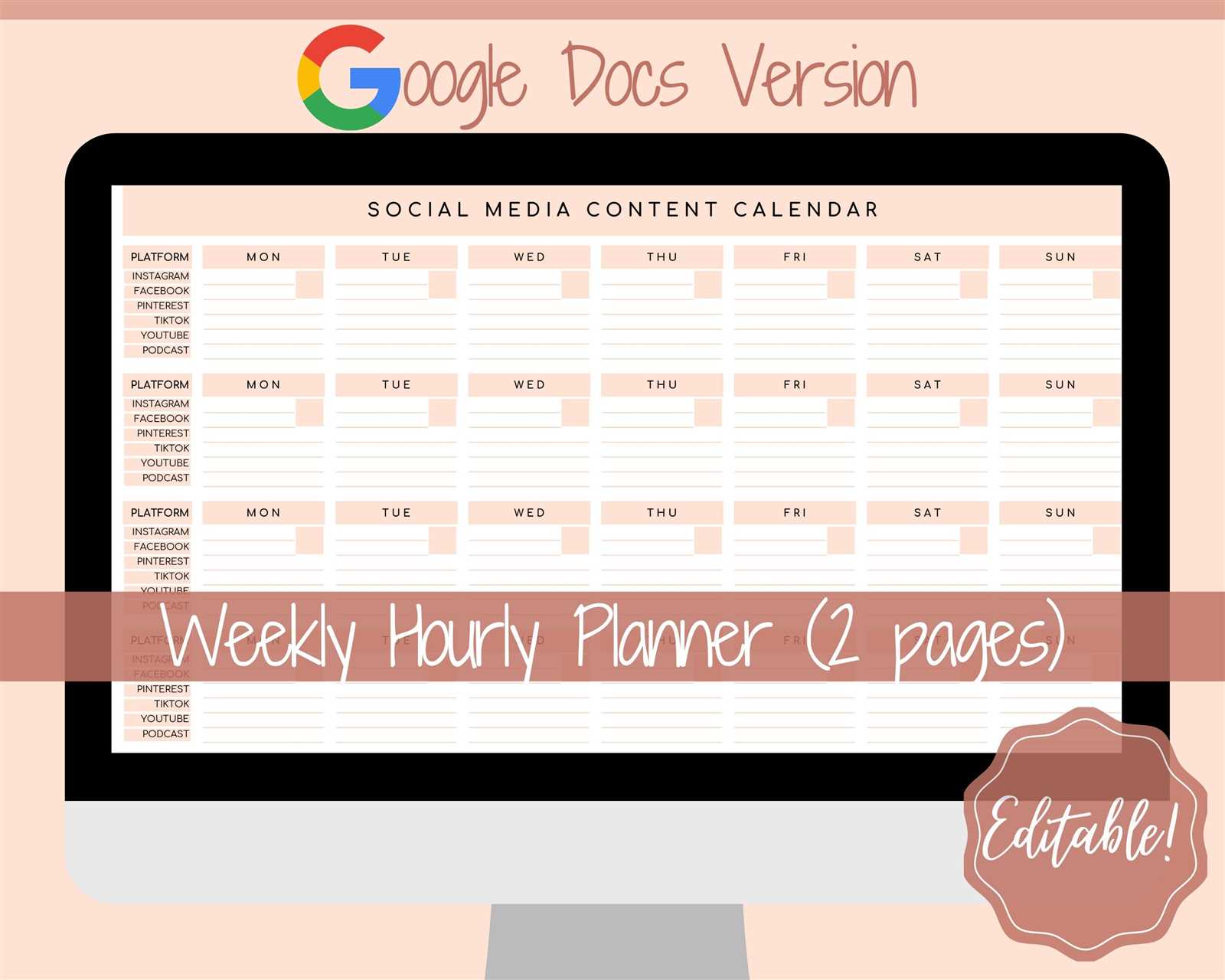 social media content calendar template printable