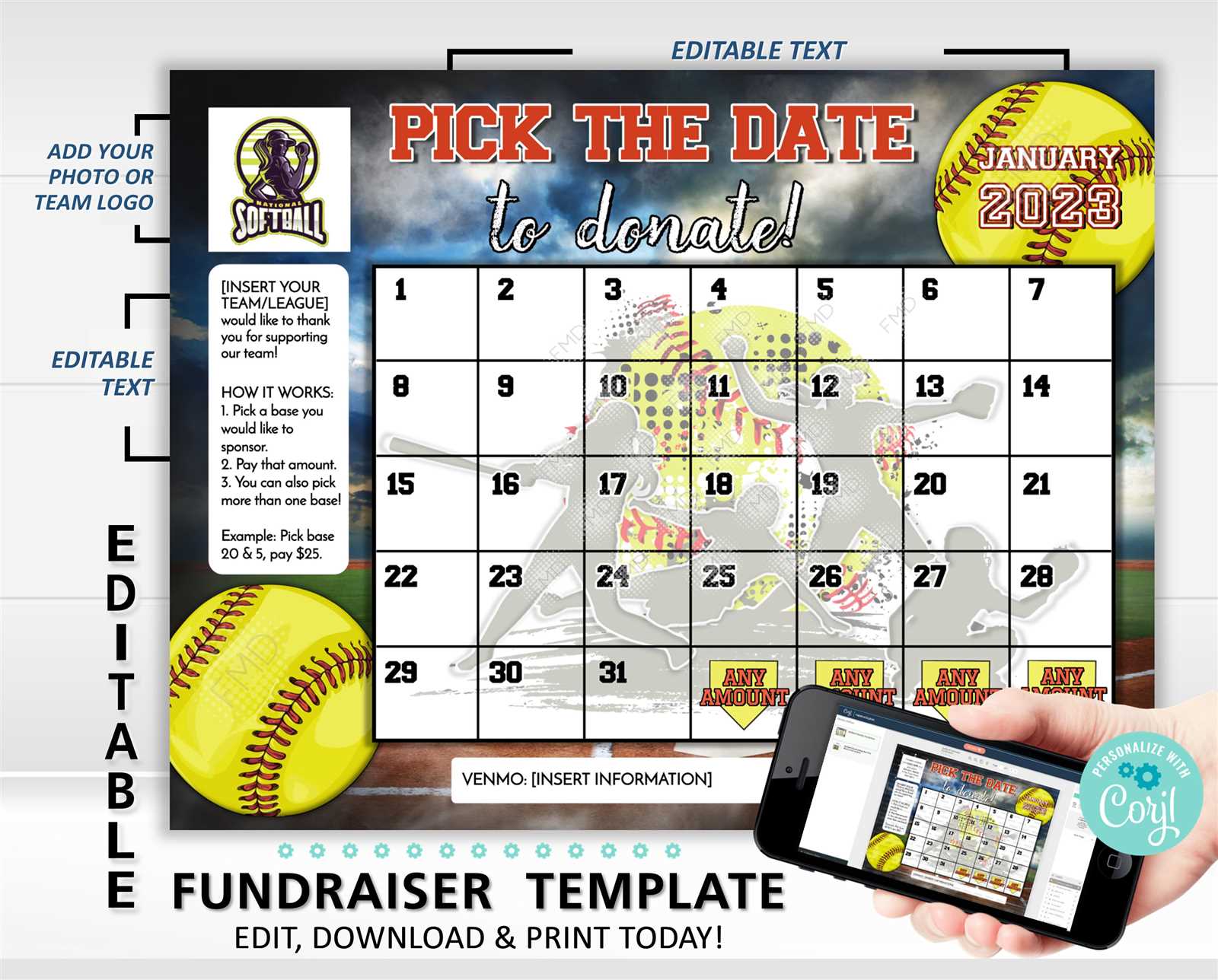 softball calendar template