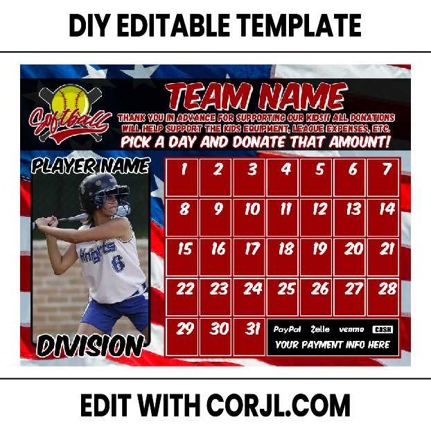 softball calendar template