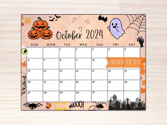 october monthly calendar template