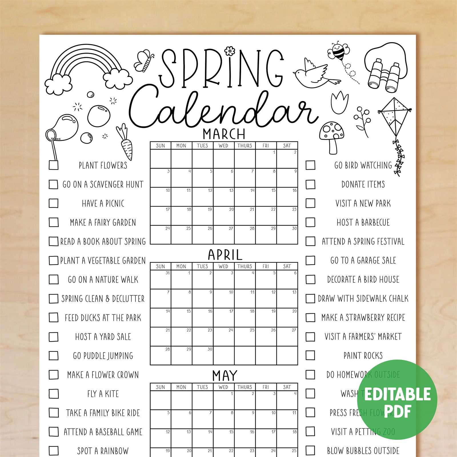 spring calendar template