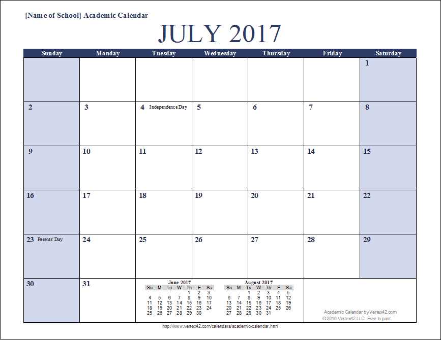 spring semester calendar template