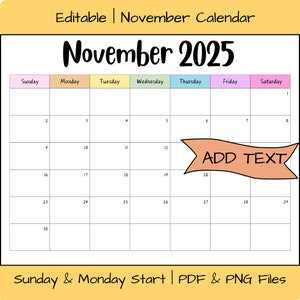 calendar templates november 2025