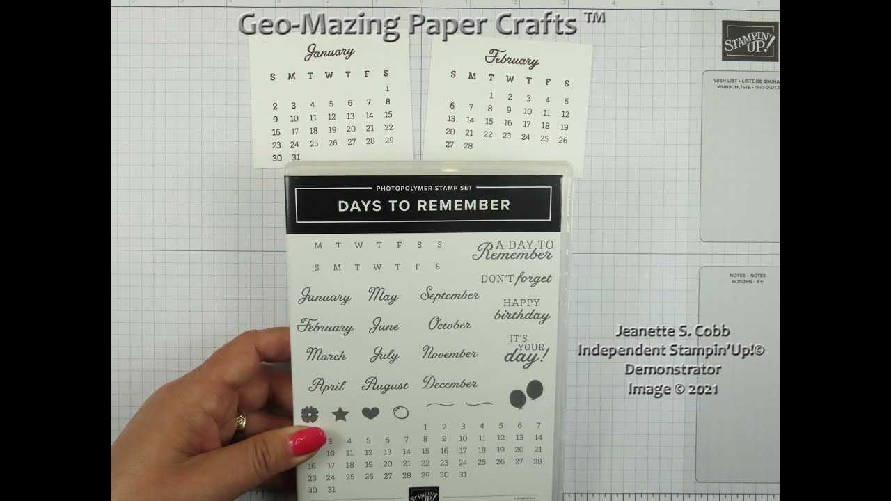 stampin up calendar template