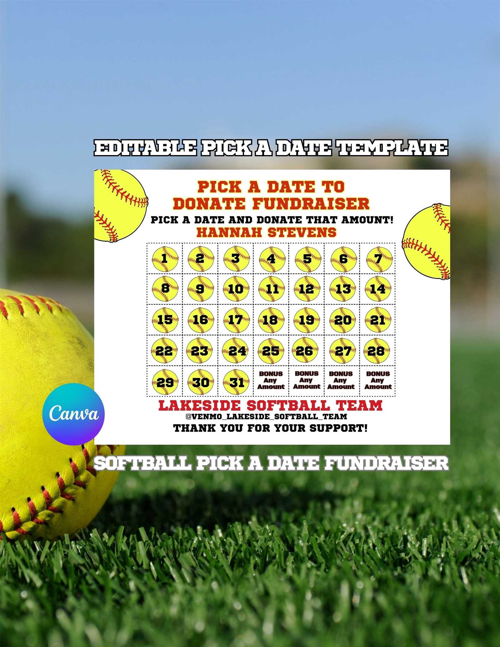 softball calendar fundraiser template