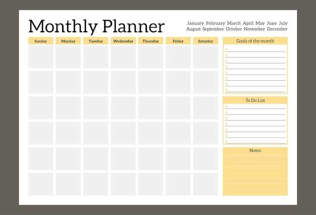 student monthly calendar template