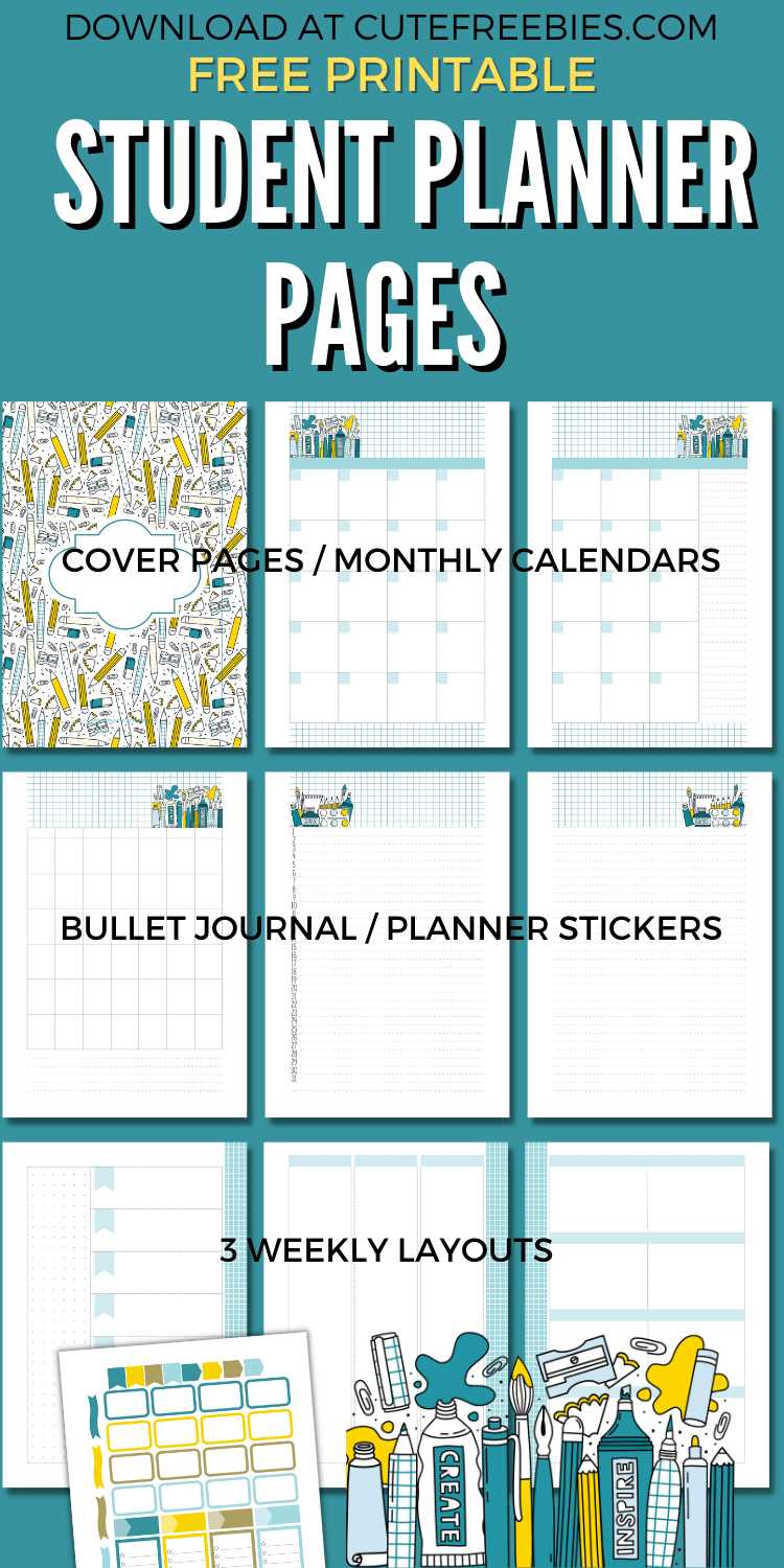 student monthly calendar template