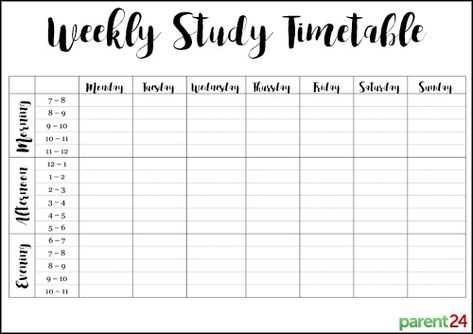 study plan calendar template