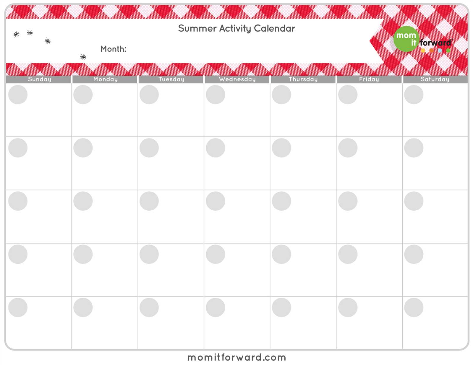 summer calendar template