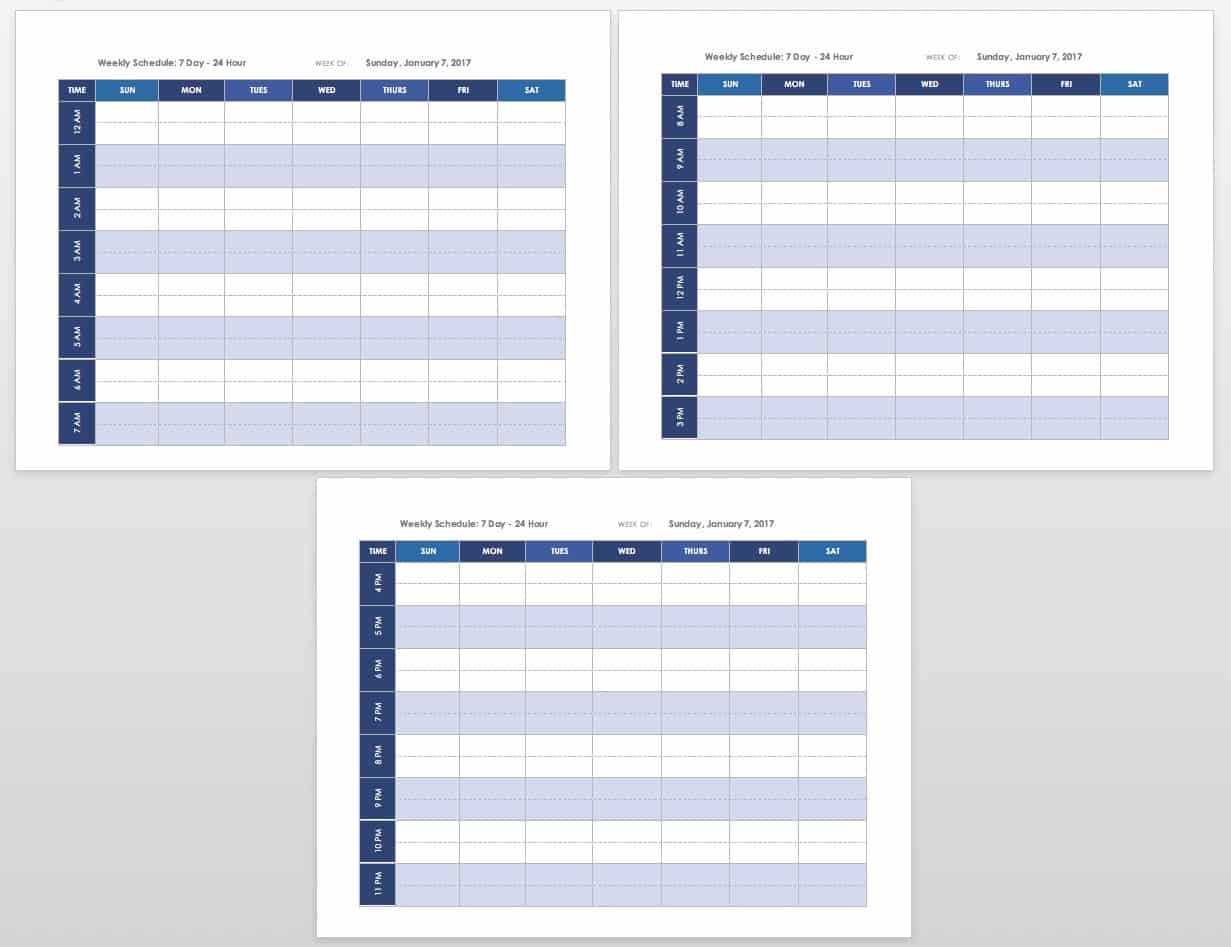 sunday through saturday calendar template