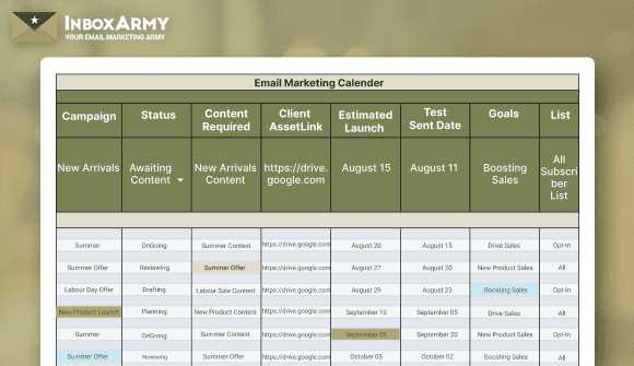 email campaign calendar template