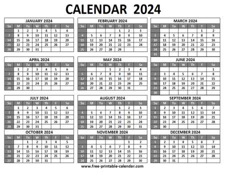 free large print calendar template