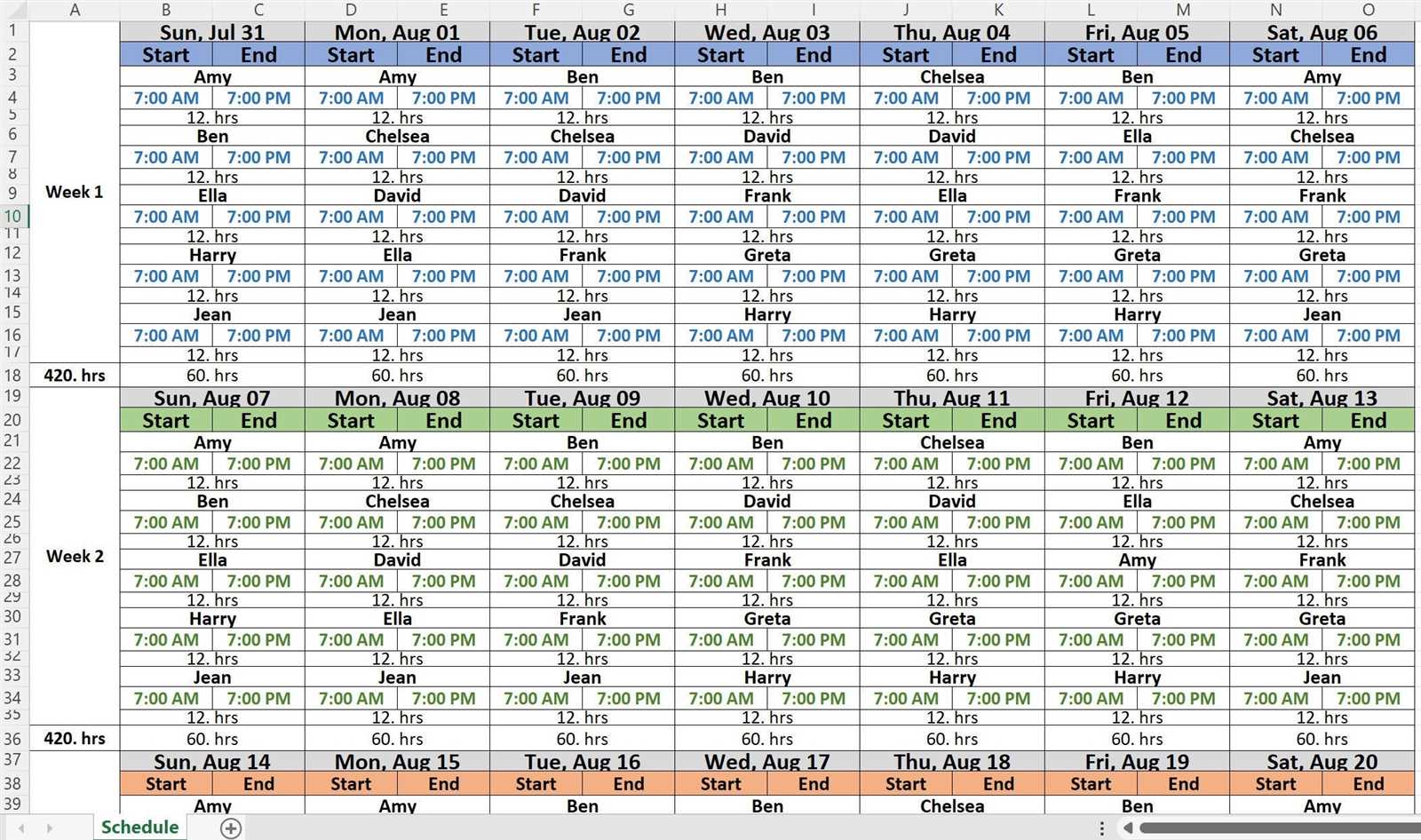 carpool calendar template
