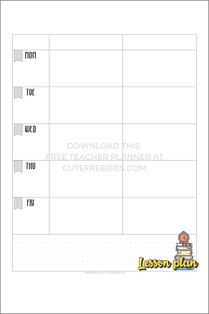 teacher calendar planner template