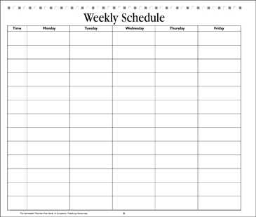 teacher weekly calendar template